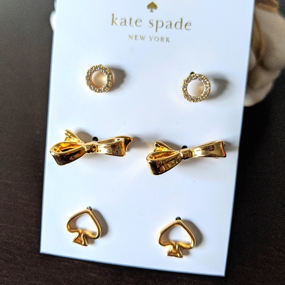 KATE SPADE NY♠️ Three Gold Tone Stud Earrings - Picture 2 of 2